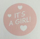 Geboorte sticker zegel meisje geboren - It's a Girl & Rose Sluitsticker - Sluitzegel | Geboortekaart - Envelop | Girl | Envelop sticker | Cadeau - Gift - Cadeauzakje - Traktatie - Bedankt | Chique inpakken | Babyshower – Kraamfeest