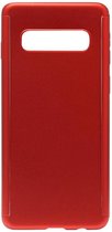 ADEL Kunststof Back Cover hoesje met Screenprotector Geschikt voor Samsung Galaxy S10 Plus - Rood