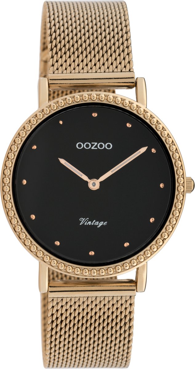 OOZOO Vintage series - rosé goudkleurige horloge met rosé goudkleurige metalen mesh armband - C20056 - Ø34
