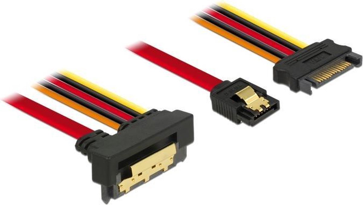 SATA haaks naar SATA data- en voedingskabel - SATA600 - 6 Gbit/s - 0,30 meter