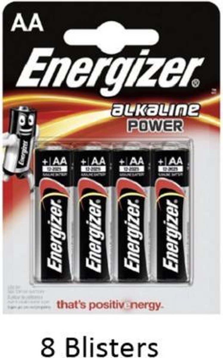 32 stuks (8 blisters a 4 stuks) Energizer AA Alkaline Power 1.5V