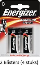 4 stuks (2 blisters a 2 stuks) Energizer Alkaline Power C batterij