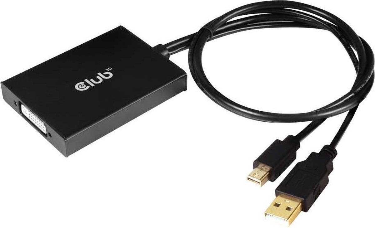 CLUB3D cac-1130 MiniDP/USB-A DVI-D Zwart