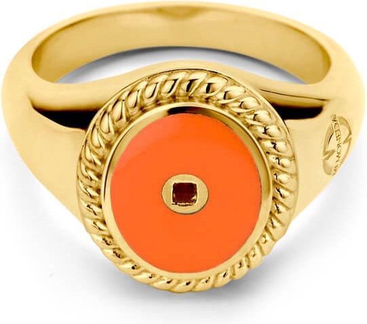 Gezondheid snor Doorzichtig MI MONEDA Icons Oval Ring - Zilver 925 - Goudkleurig | bol.com