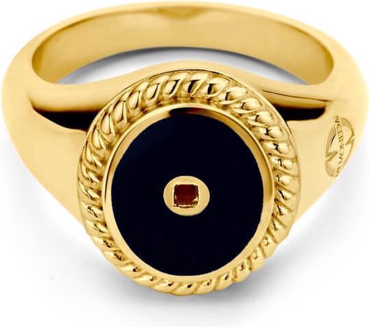 Mi Moneda-MMV ICONS RING OVAL 925 SILVER GOLD PLATED WITH BLACK ENAMEL |  bol.com