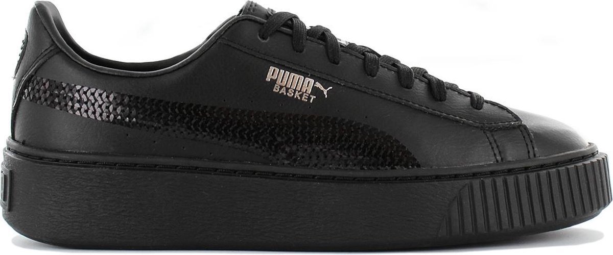 Puma Meisjes Sneakers Basket Platform Bling Jr - Zwart - Maat 39 | bol.com