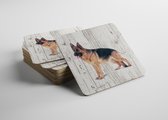 Hond Duitse Herder | Houten Onderzetters 6 Stuks