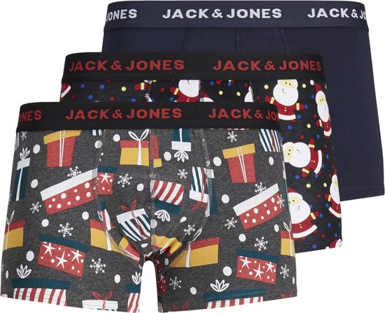 JACK&JONES Heren 3-Pack Kerst Boxers - Dark Grey Melange - Maat L | bol.com