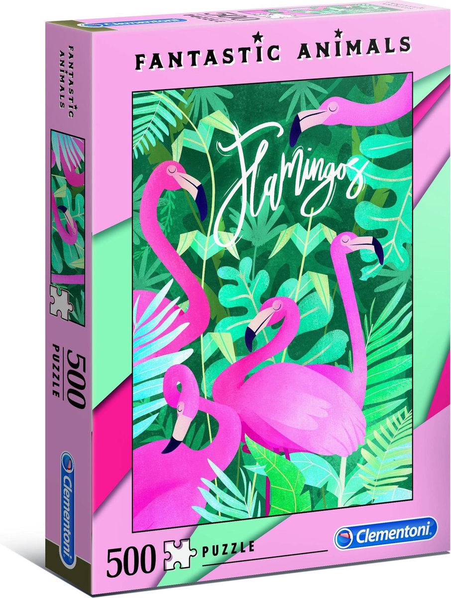 Clementoni - Fantastic Animals puzzel - Flamingos - 500 stukjes, puzzel volwassenen
