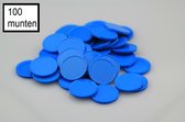 Neutrale locker munten € 1,00 formaat - sterk kunststof - 100 stuks - Blauw
