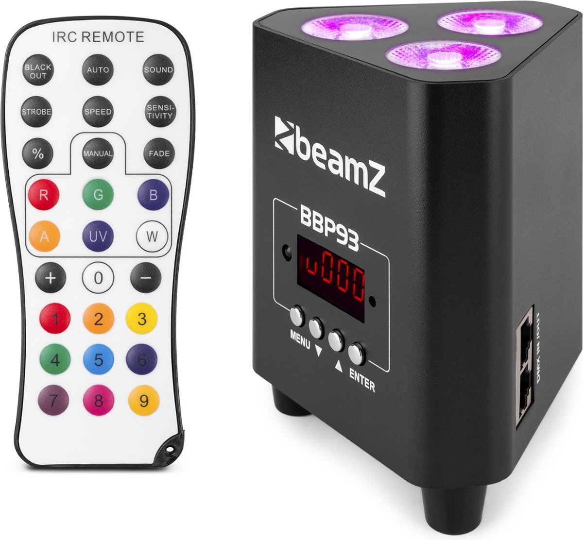 BeamZ BBP93 accu Uplight 3x 10W met afstandsbediening