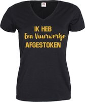 Nieuwjaar shirt voor dames vuurwerkje-Maat L