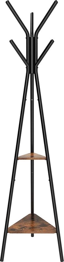 Kapstok staand driehoekig staal met hout / Met 2 plankjes van hout / 179 cm  hoog - Zwart | bol.com