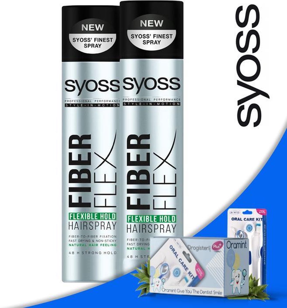 Syoss Fiber Flex Volume Haarspray 400ml - 2 Stuks + Oramint Oral Care Kit  Combi Deal | bol.com