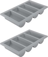 2x Plateau à couverts / porte-couverts de restauration gris 53 cm - 4 compartiments - Accessoires de rangement de cuisine