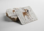 Hond Akita | Houten Onderzetters 6 Stuks