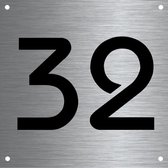 RVS huisnummer 12x12cm nummer 32