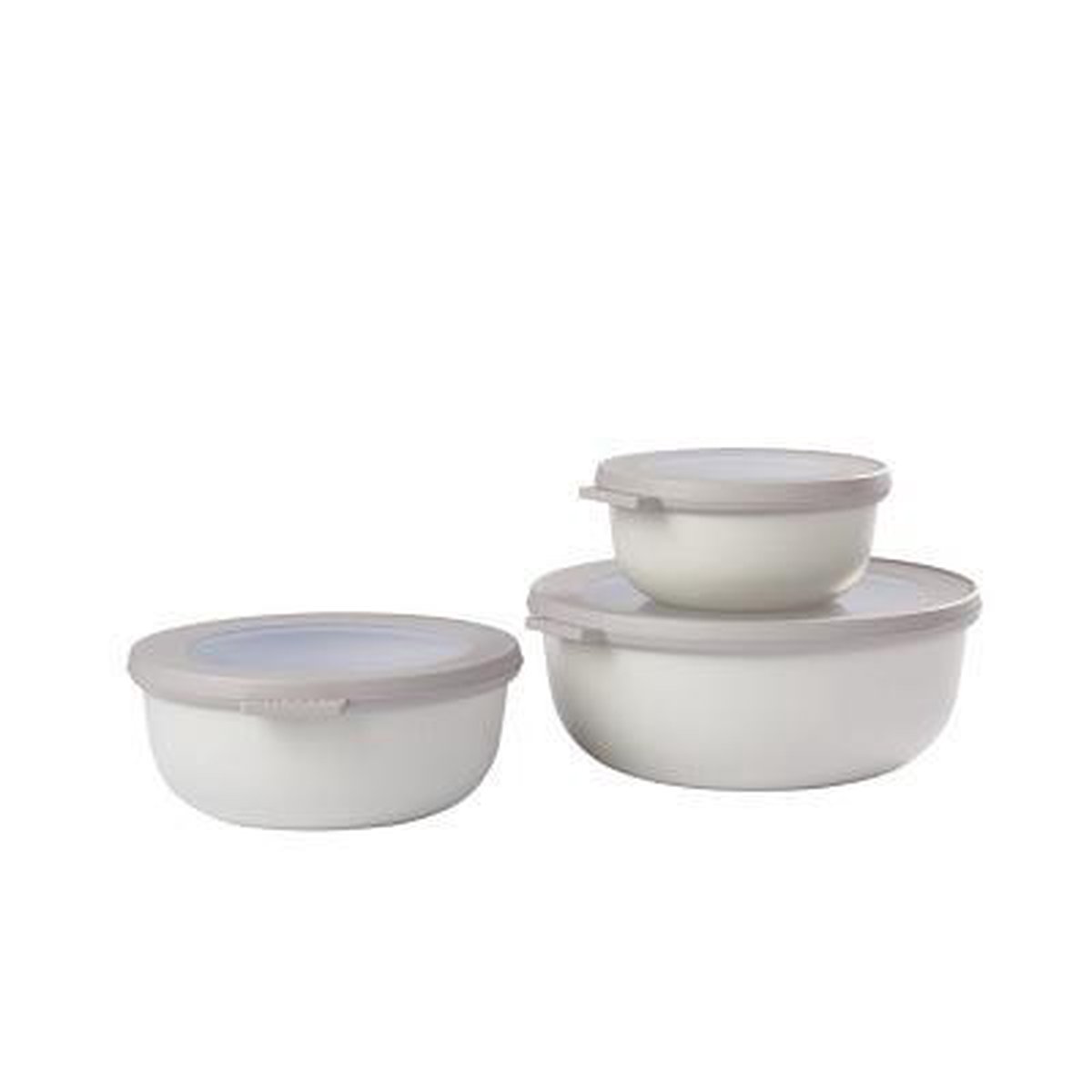 Mepal - Multikom Cirqula 3-delige set (350 + 750 + 1250 ml) - Mag in de vriezer, magnetron en vaatwasser – Nordic white – Meal prep bakjes - Bewaardozen met deksel