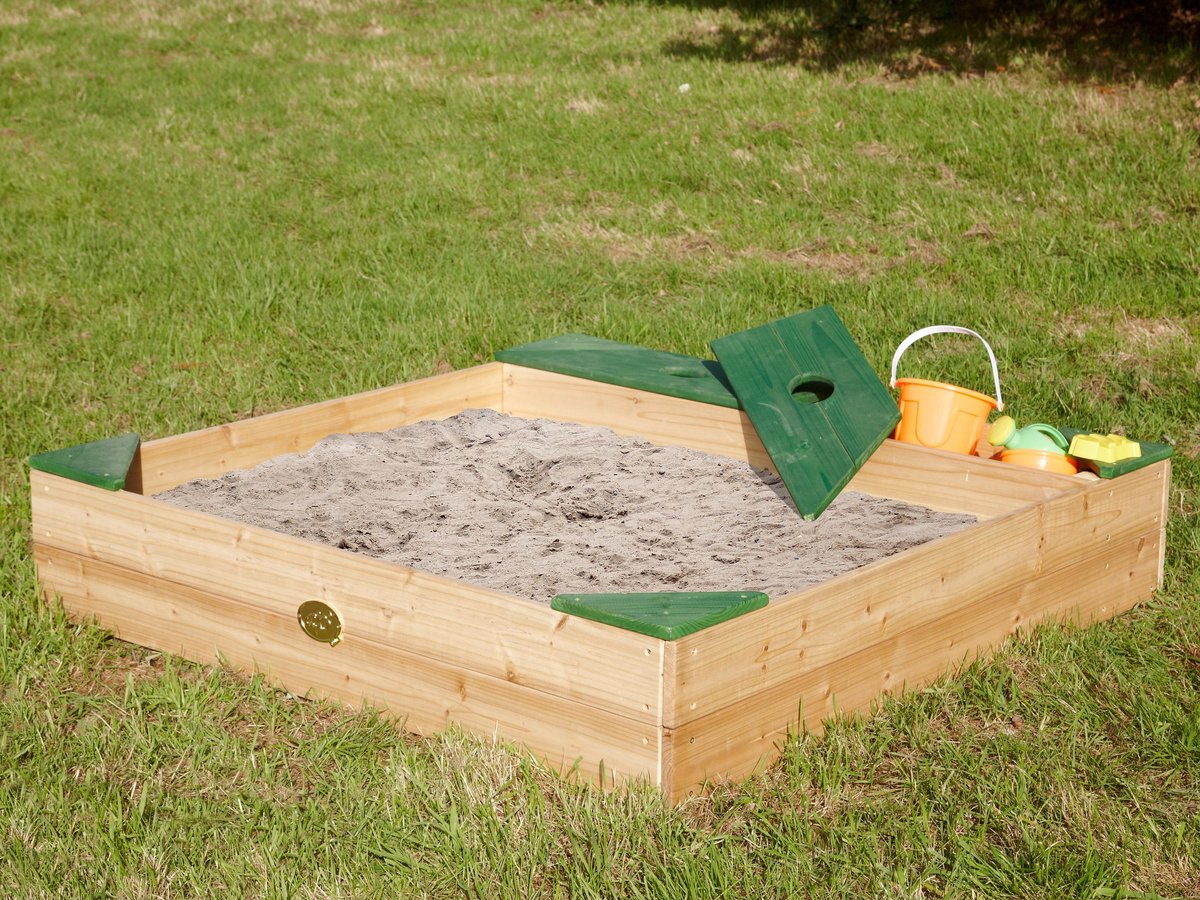 AXI Amy Houten Zandbak in Bruin/Groen - Incl. Beschermhoes, Opbergruimte en Zitbankjes - FSC hout - 115x115cm — afbeelding 10