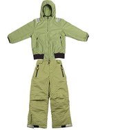 Ducksday - kerstpakket - skiset voor kinderen - omkeerbare jas en skibroek - Funky green - 110/116