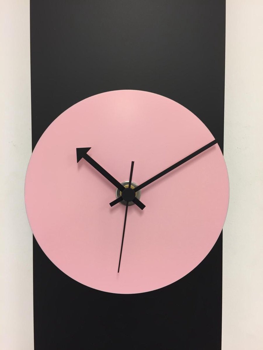 Wandklok Black-Line Pink Panther Modern Design RVS