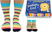 Cadeaudoosje met vader en dochter sokken - Daddy's girl socks - maat 39/46 en 0 tot 12 mnd - cadeau idee