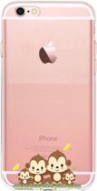 Apple Iphone 6 Plus / 6S Plus Transparant siliconen hoesje (Vrolijke aapjes)