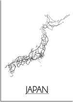 DesignClaud Japan Plattegrond poster A4 + Fotolijst zwart