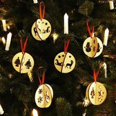 Houten 3D kerstballen set van 6