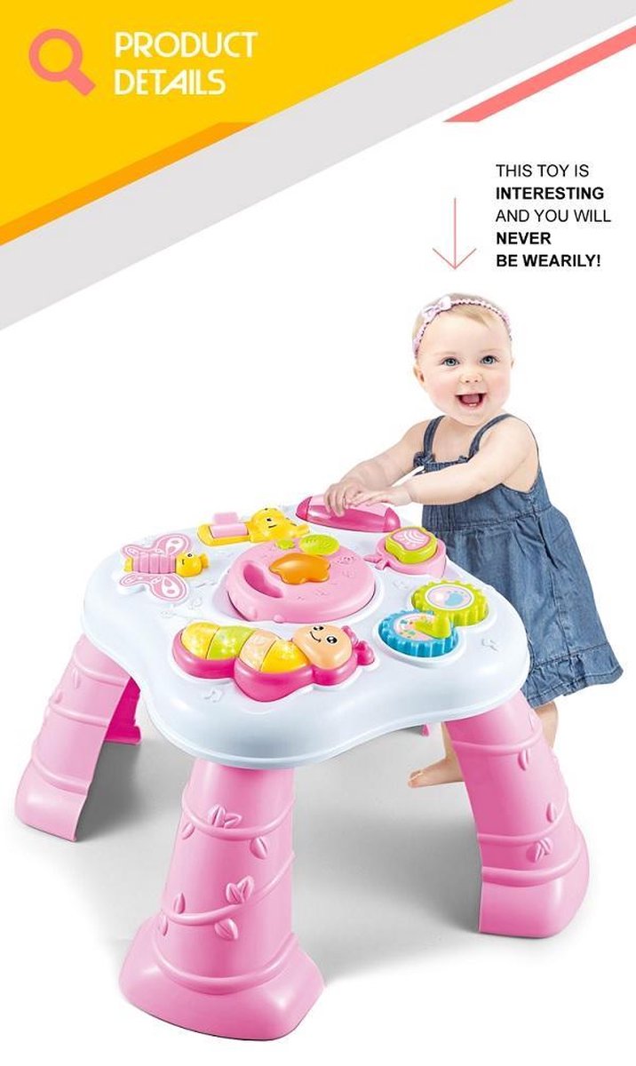 Baby Activiteiten tafel - Speeltafel - Educatieve speelgoed - Met muziek -  Roze | bol.com