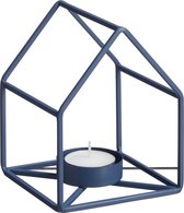 Theelichthouder CEES - Blauw - Metaal - 11 x 11 x 13 cm