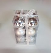 Kerstballen set Zilver 3 varianten - 12 kerstballen