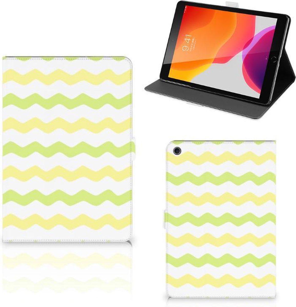 iPad 10.2 2019 | iPad 10.2 2020 | 10.2 2021 Tablet Hoes Waves Yellow