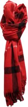 Warme Dames Sjaal Rood - Zwart Geruit.