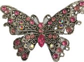 Petra's Sieradenwereld - Broche vlinder roze met strass steentjes (50223548)