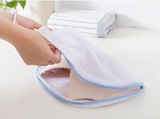 Bra Wash Bag - Lingerie Wash Bag - Bra Wash Bulb - Bra Wash Bag - Blanc avec bleu