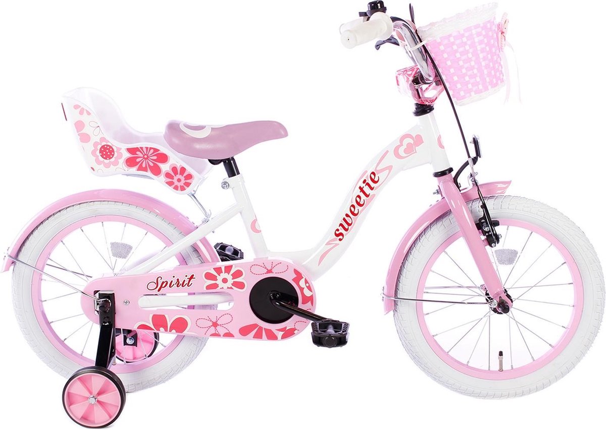 Spirit Bikes Spirit Sweetie Meisjesfiets Wit Roze 16 inch