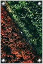 Tuinposter –Bovenaanzicht van Rood en Groen Bos - Aerial– 40x60cm Foto op Tuinposter (wanddecoratie voor buiten en binnen)