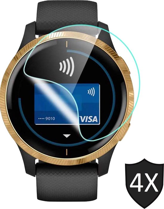 Screenprotector geschikt voor Garmin Venu - Crystal Clear PET Glas Folie - 4 Stuks