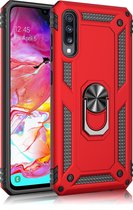 Xssive Anti Shock Back Cover met Magnetische Ringhouder voor Samsung Galaxy A50 - Rood