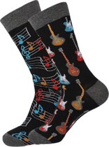 Fun sokken (2 verschillende sokken = 1 paar) gekleurde muzieknoten en gitaren (30324)