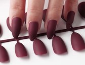24 pièces mats faux ongles longs | Rouge foncé | Les ongles | Accessoires cosmétiques