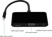 USB-C Hub Adapter met HDMI, VGA, AUX Jack, USB 3.0