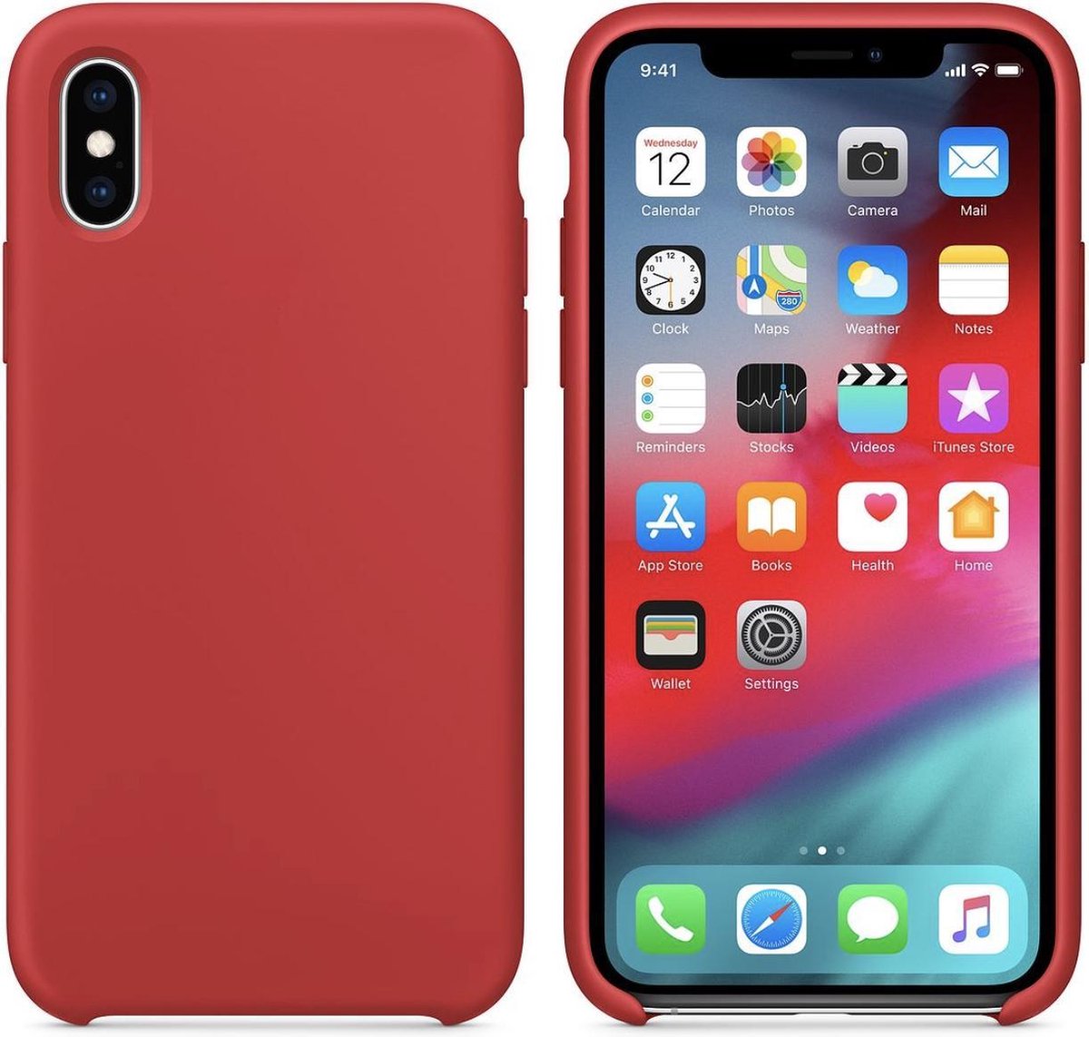 Geschikt voor Luxe siliconen hoesje - rood - voor Apple iPhone XR - suède binnenkant