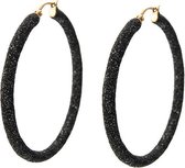 Viva Jewellery strass oorringen groot zwart kleurig
