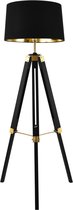 Vloerlamp - Staande lamp - Hoogte lamp 145 cm - Lampkap Ø 40 ~ 45 cm - Kleur zwart & messing kleurg