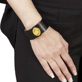 BELUCIA Dames armband LK-01 Kalfsleer shiny zwart, goudkleurig, maat 17 cm