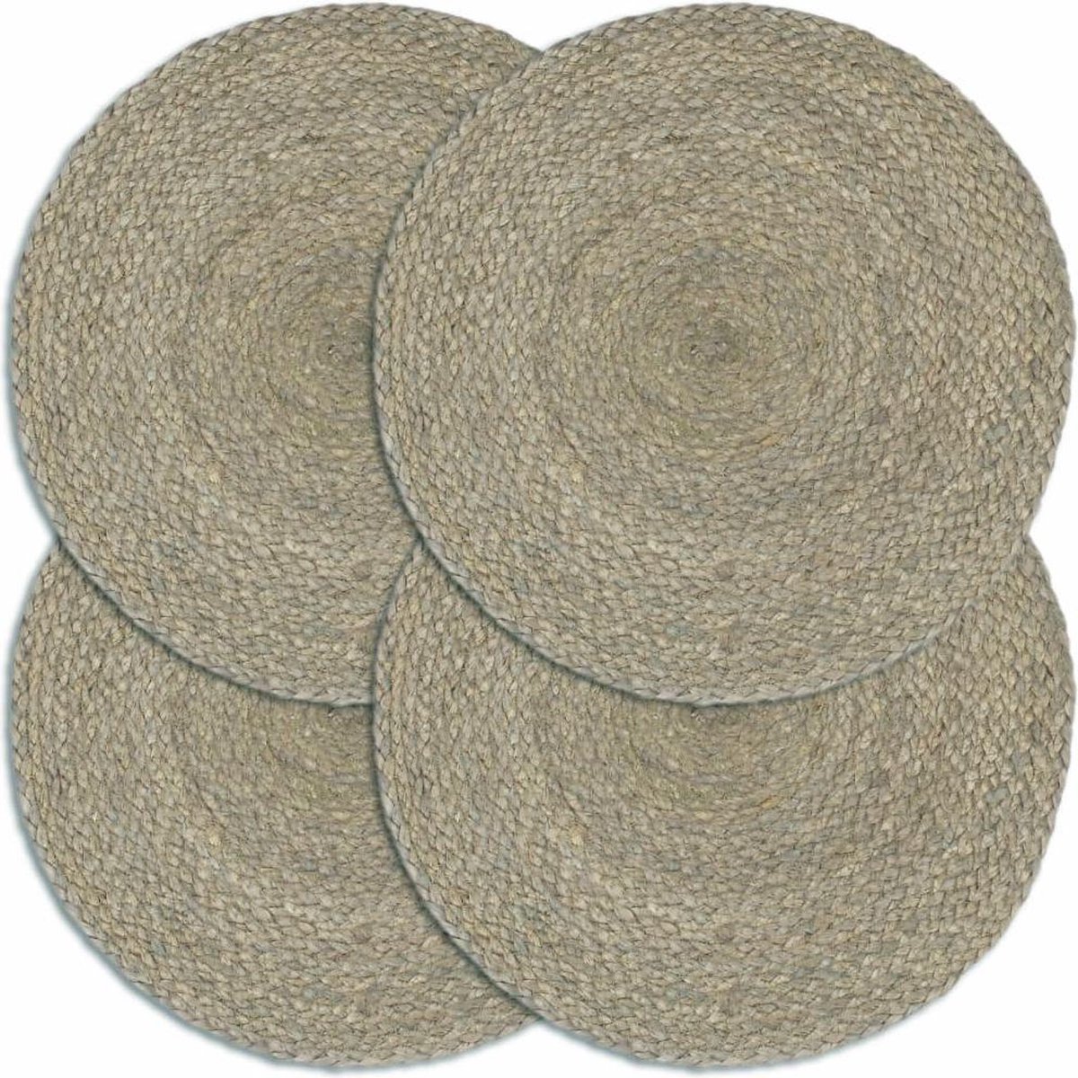 vidaXL - Placemats - 4 - st - rond - 38 - cm - jute - effen - grijs