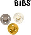 foto van Bibs Fopspeen 3 stuks 0-6 maanden | Oker Geel, Dark Oak,  Ivory Crème White
