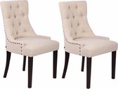 Clp Aberdeen Set van 2 eetkamerstoelen - Stof - Creme - Antiek